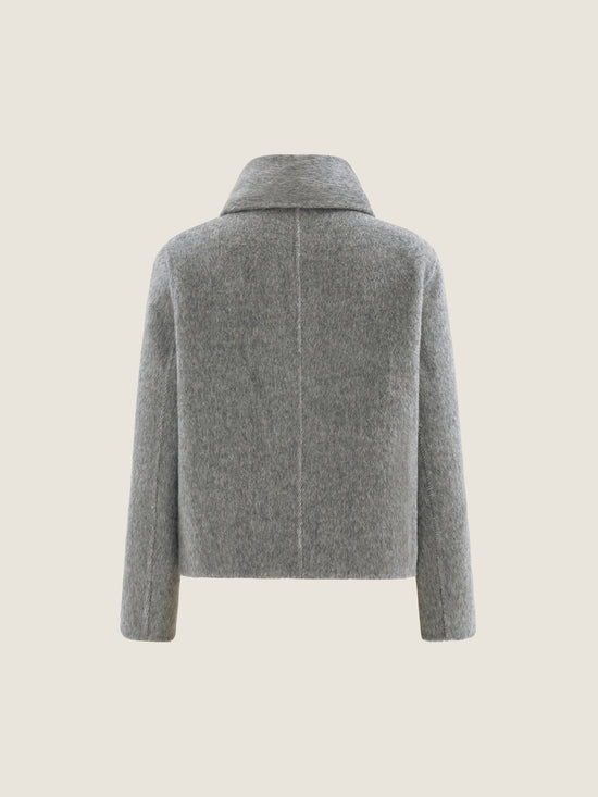 Double-Breasted Wool Jacket with Scarf Detail