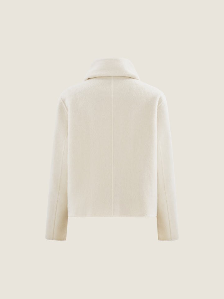 Double-Breasted Wool Jacket with Scarf Detail