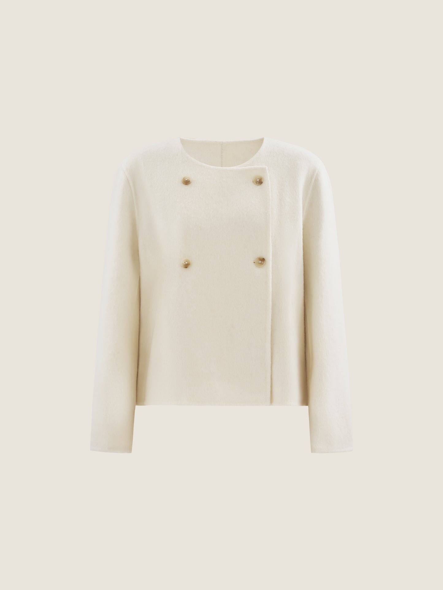 Double-Breasted Wool Jacket with Scarf Detail