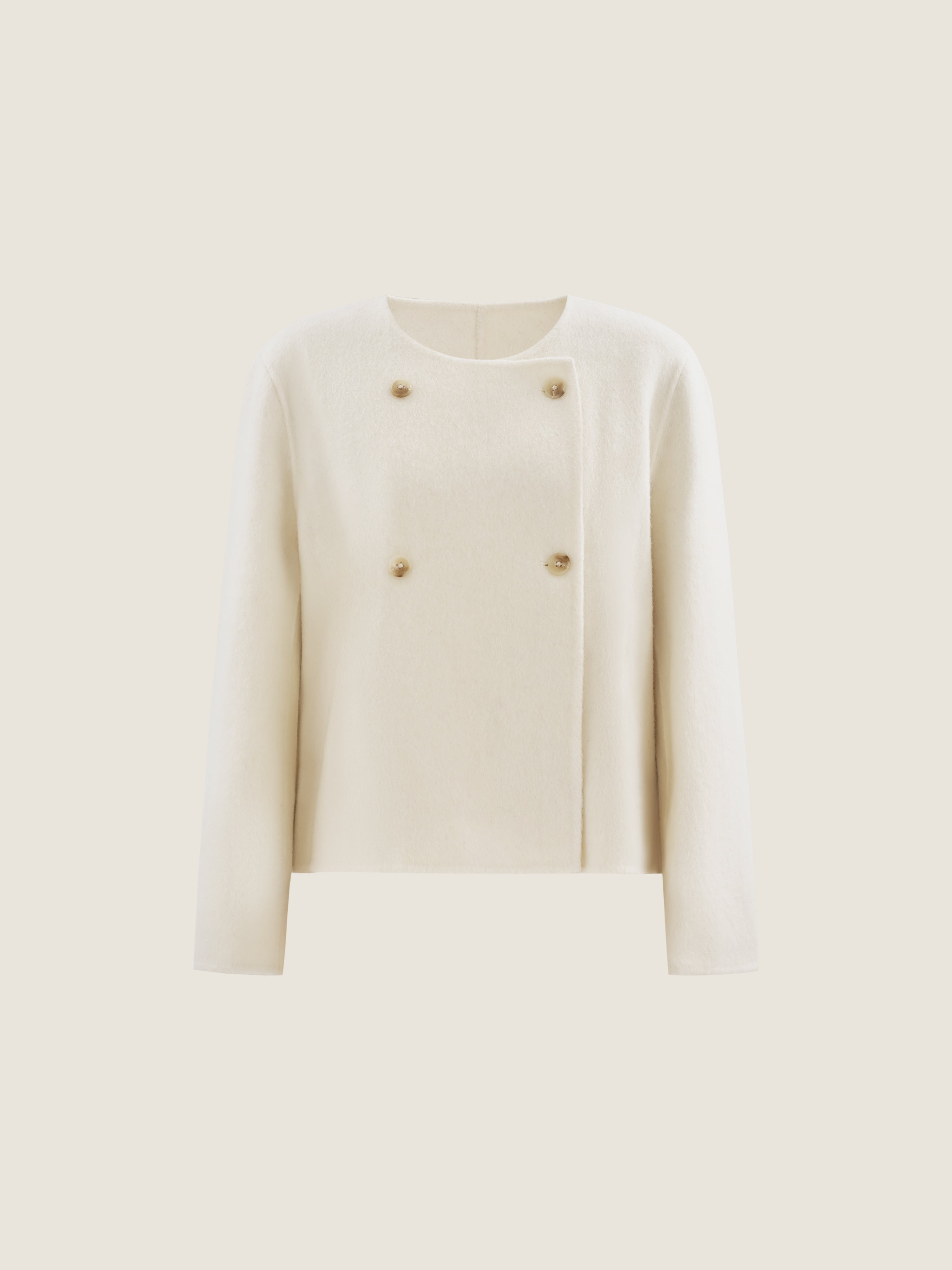 Double-Breasted Wool Jacket with Scarf Detail