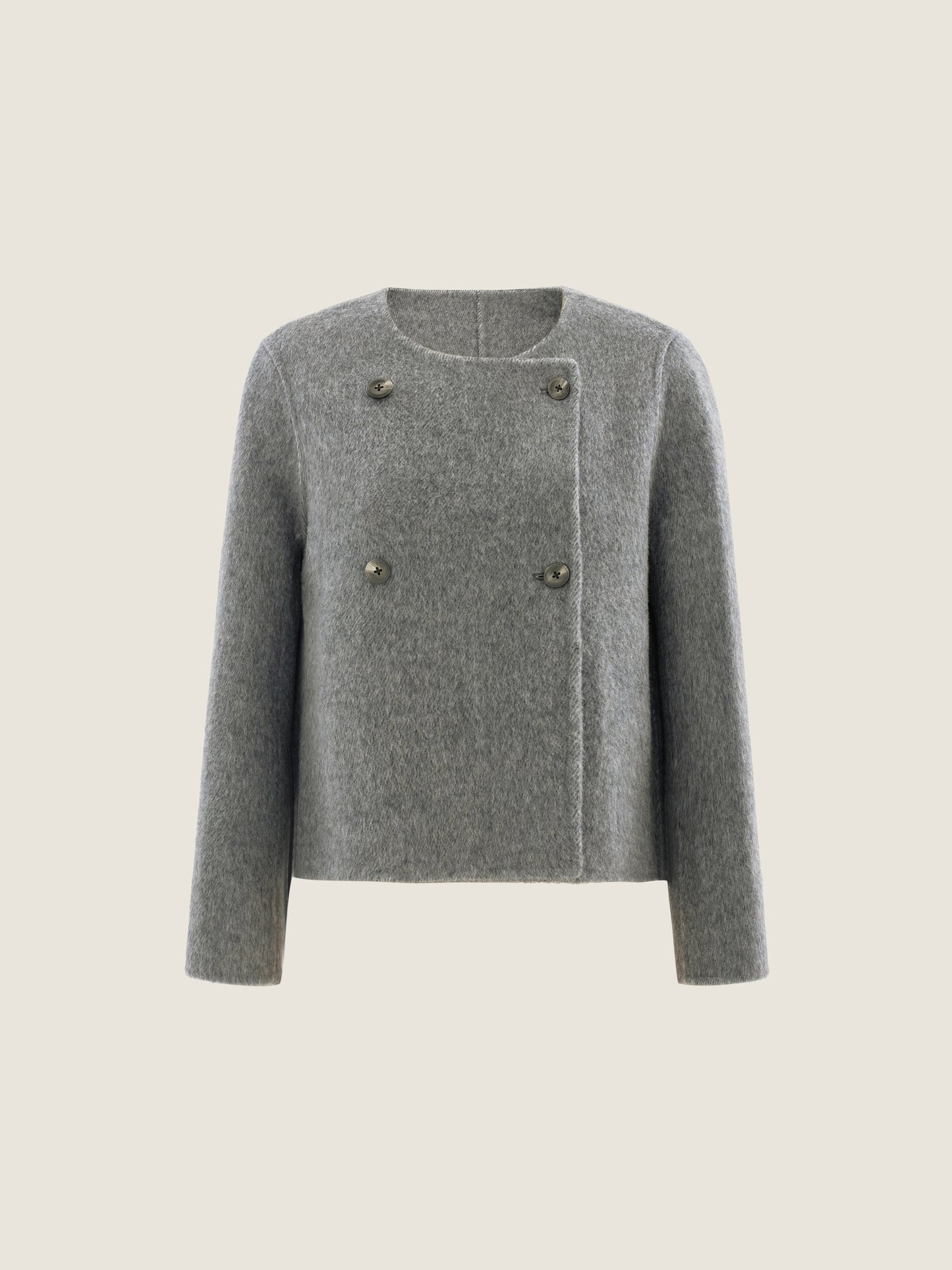 Double-Breasted Wool Jacket with Scarf Detail