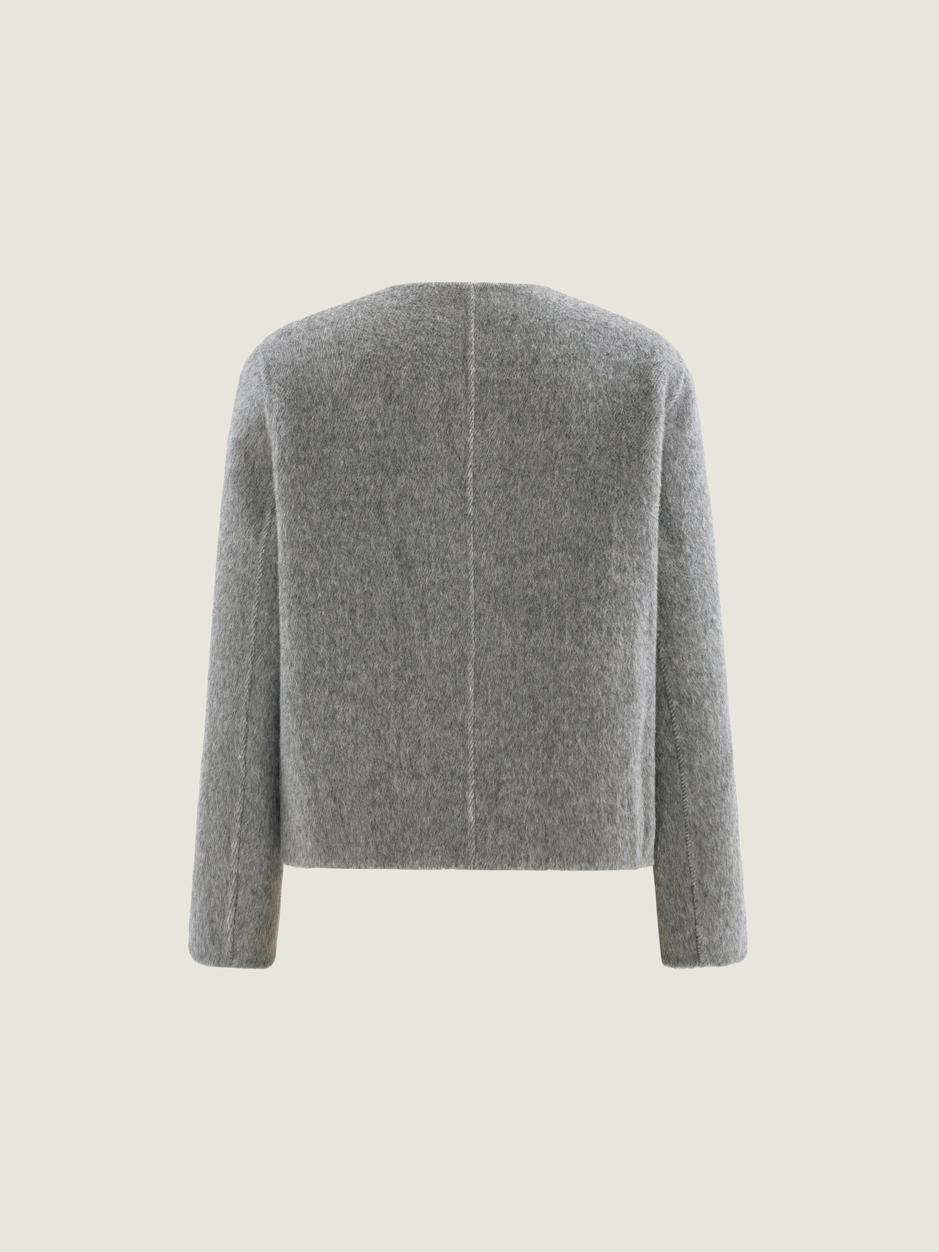 Double-Breasted Wool Jacket with Scarf Detail