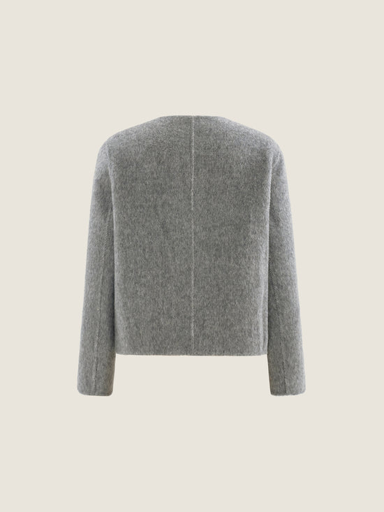 Double-Breasted Wool Jacket with Scarf Detail