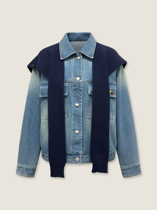 Layered Denim Down Jacket