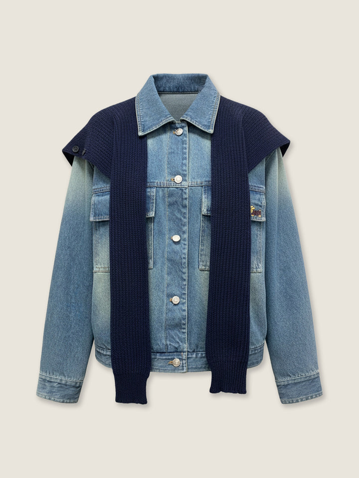 Layered Denim Down Jacket