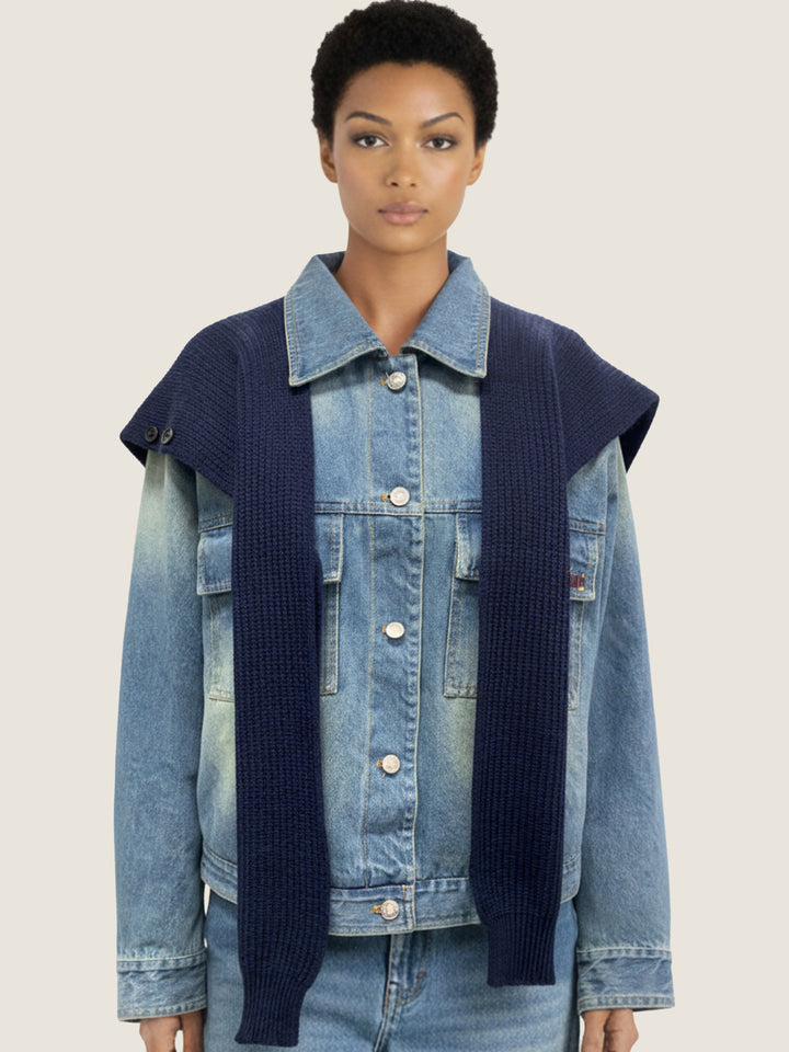 Layered Denim Down Jacket