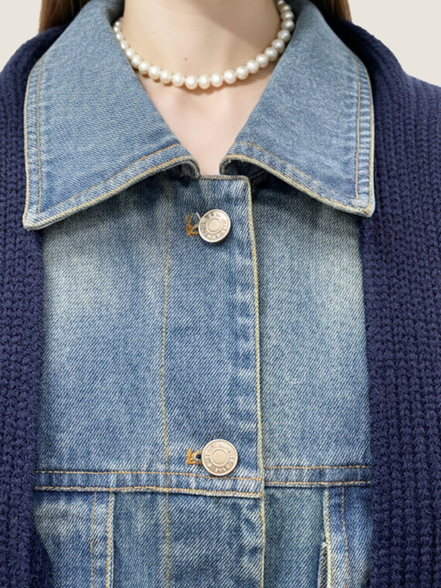 Layered Denim Down Jacket