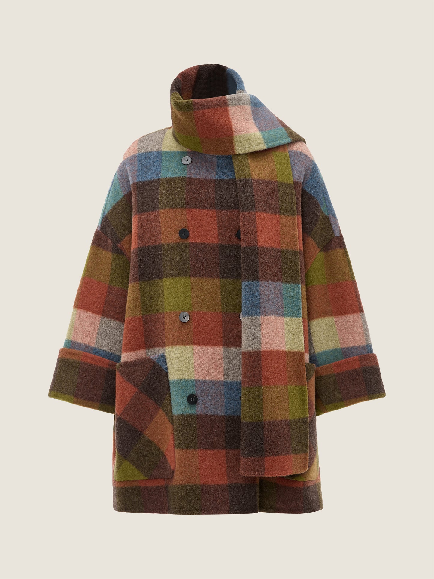 Check Coat with Scarf M31N