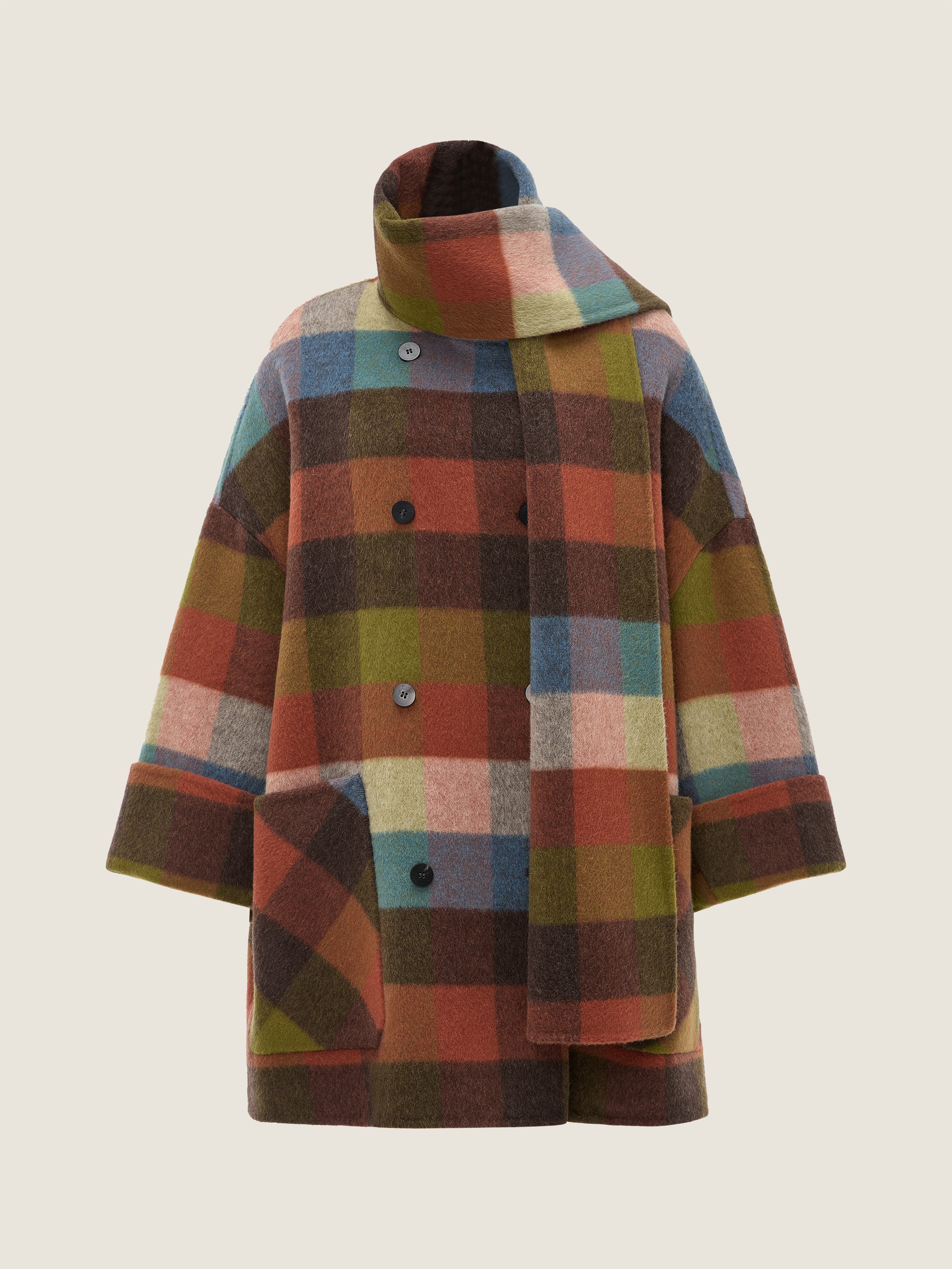 Check Coat with Scarf M31N