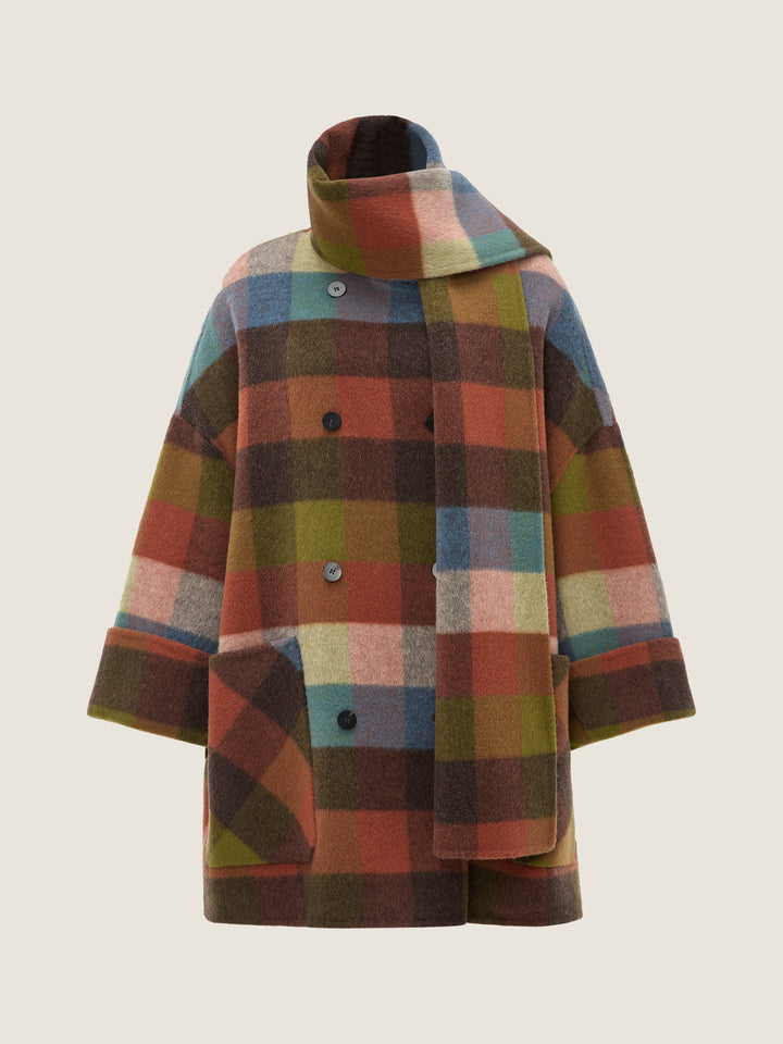 Check Coat with Scarf M31N