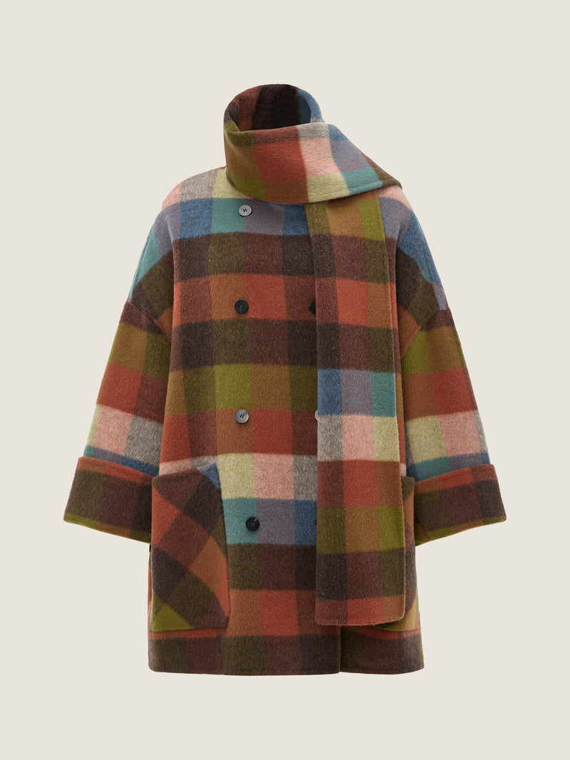 Check Coat with Scarf M31N
