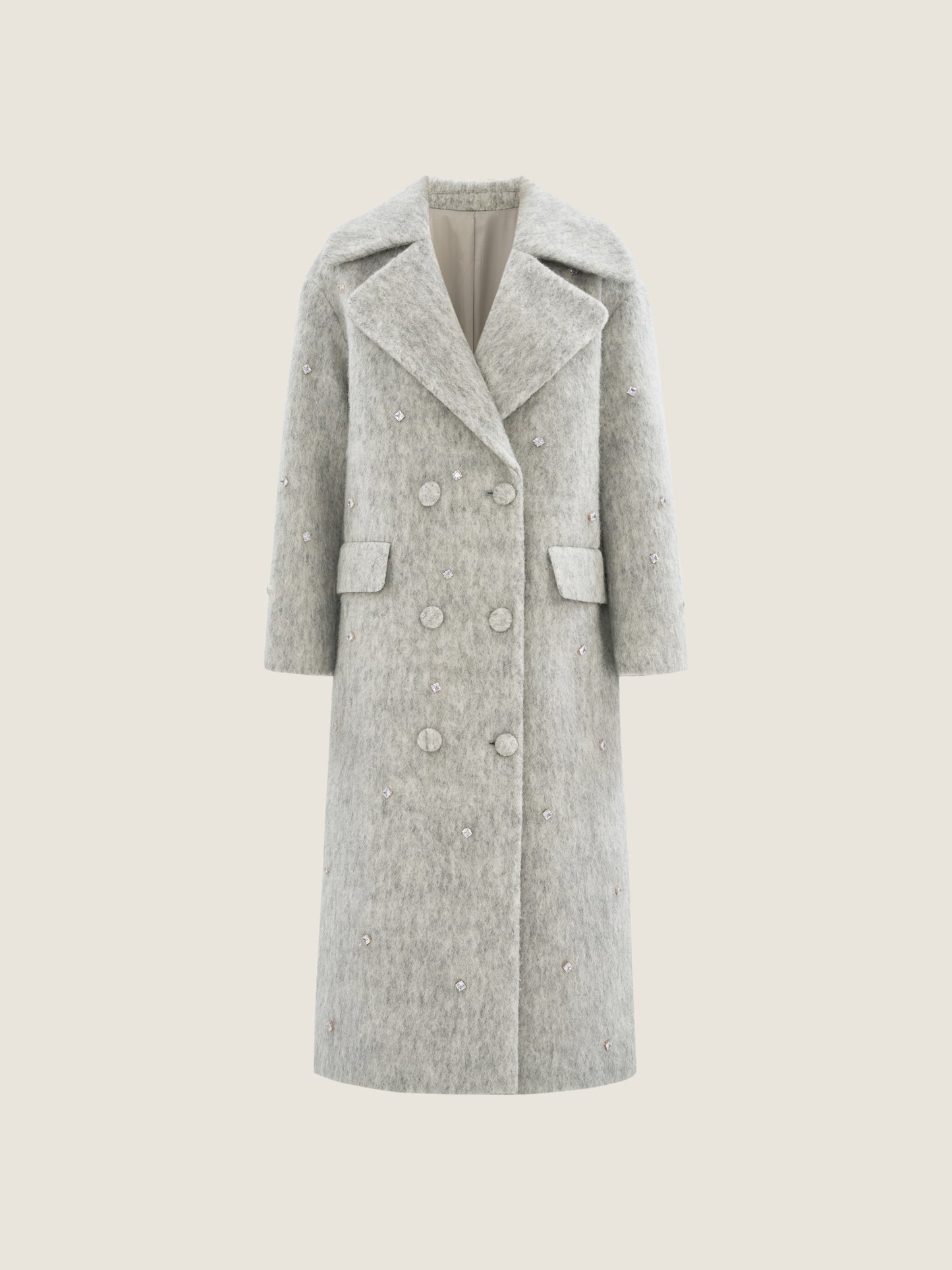 Embellished Wool Double-Breasted Coat
