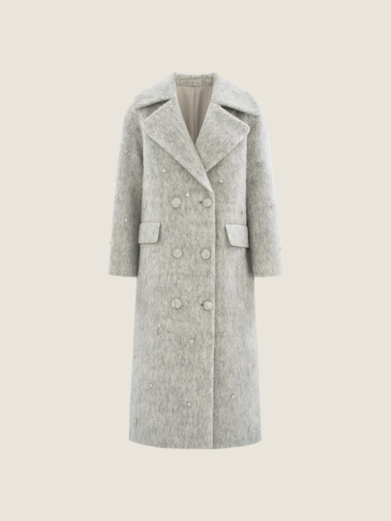 Embellished Wool Double-Breasted Coat