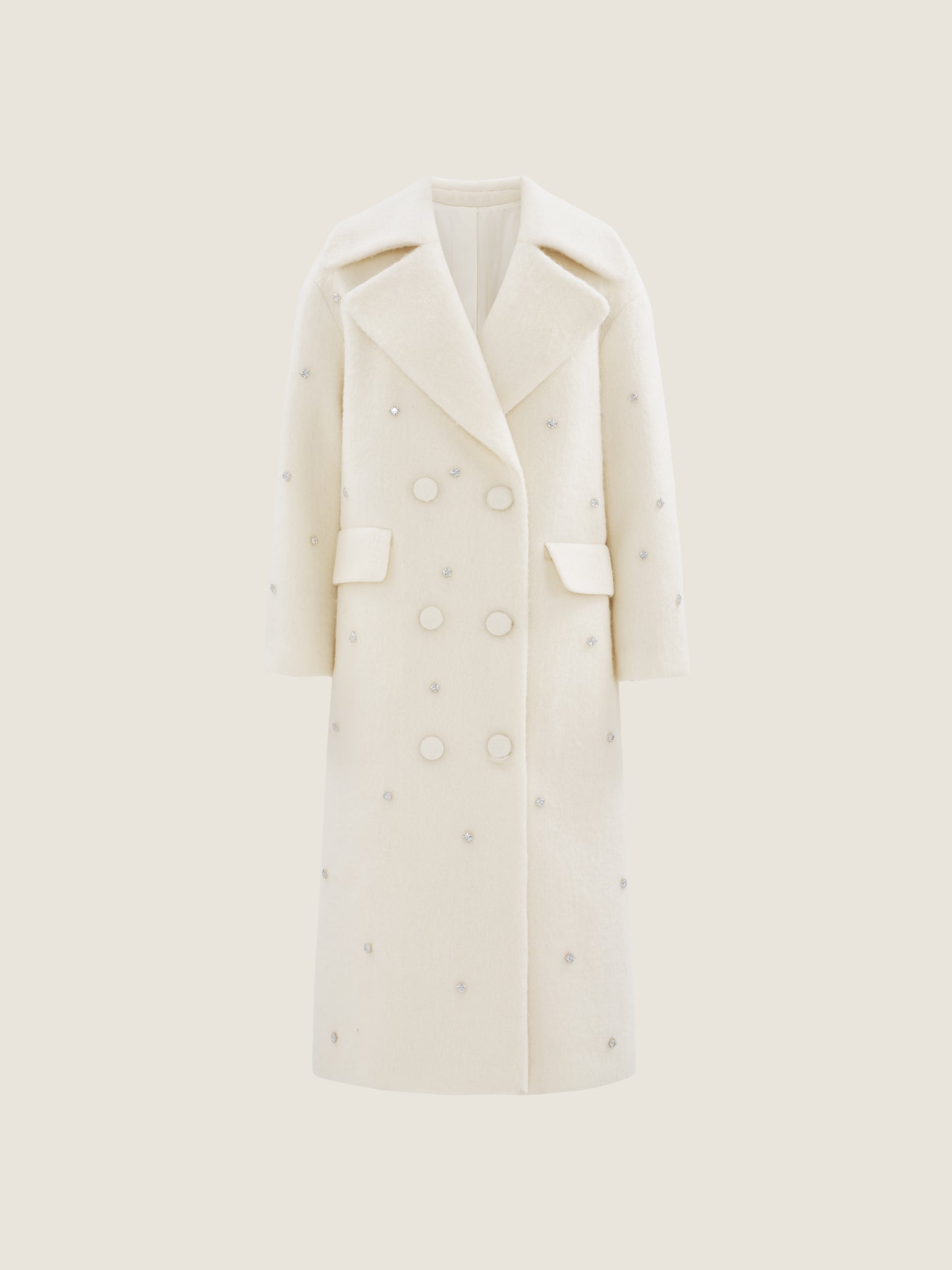 Embellished Wool Double-Breasted Coat