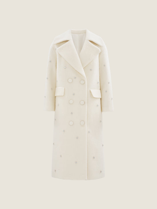 Embellished Wool Double-Breasted Coat