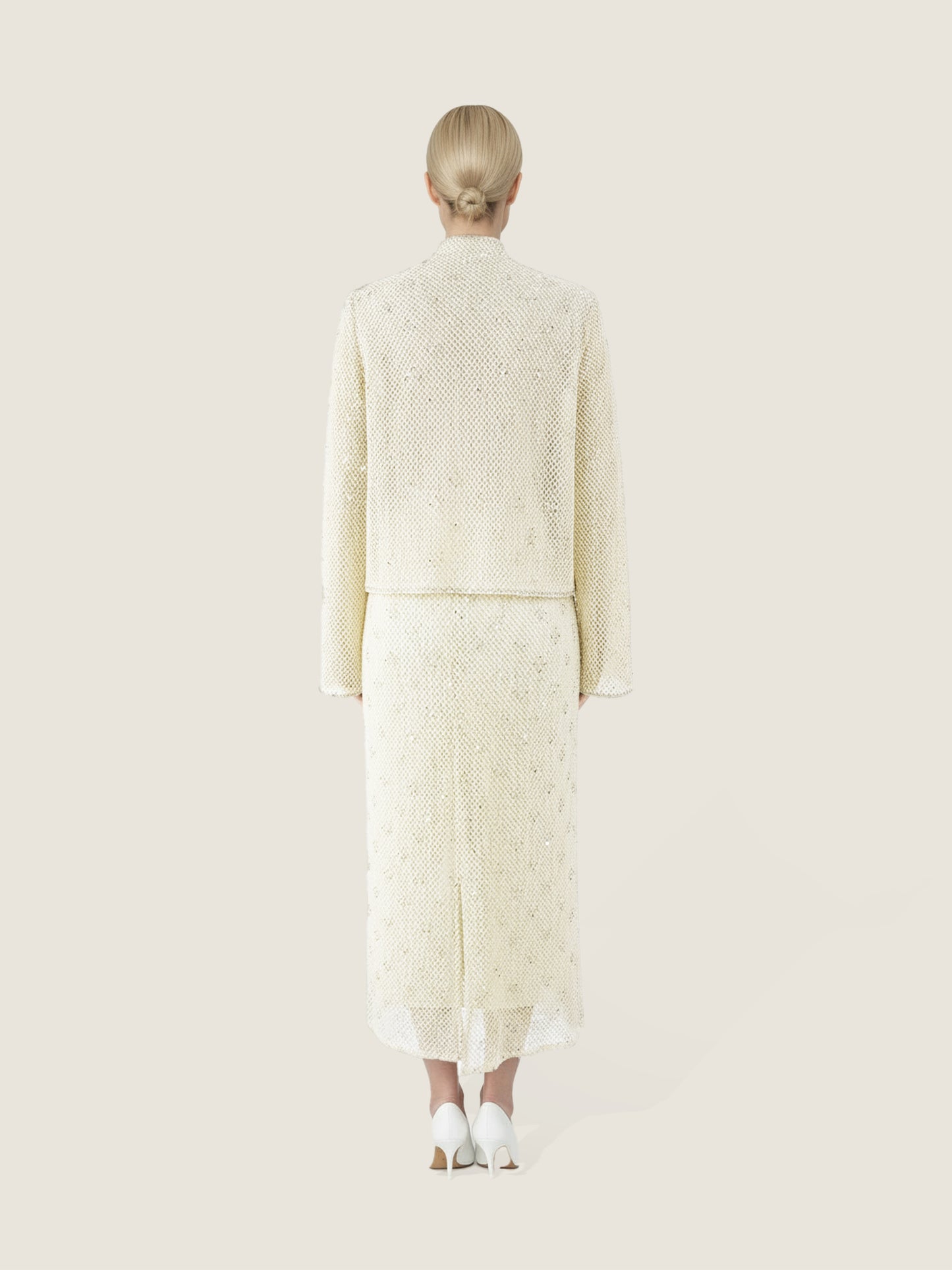 Embroidered Tweed Jacket and Matching Midi Skirt M31N