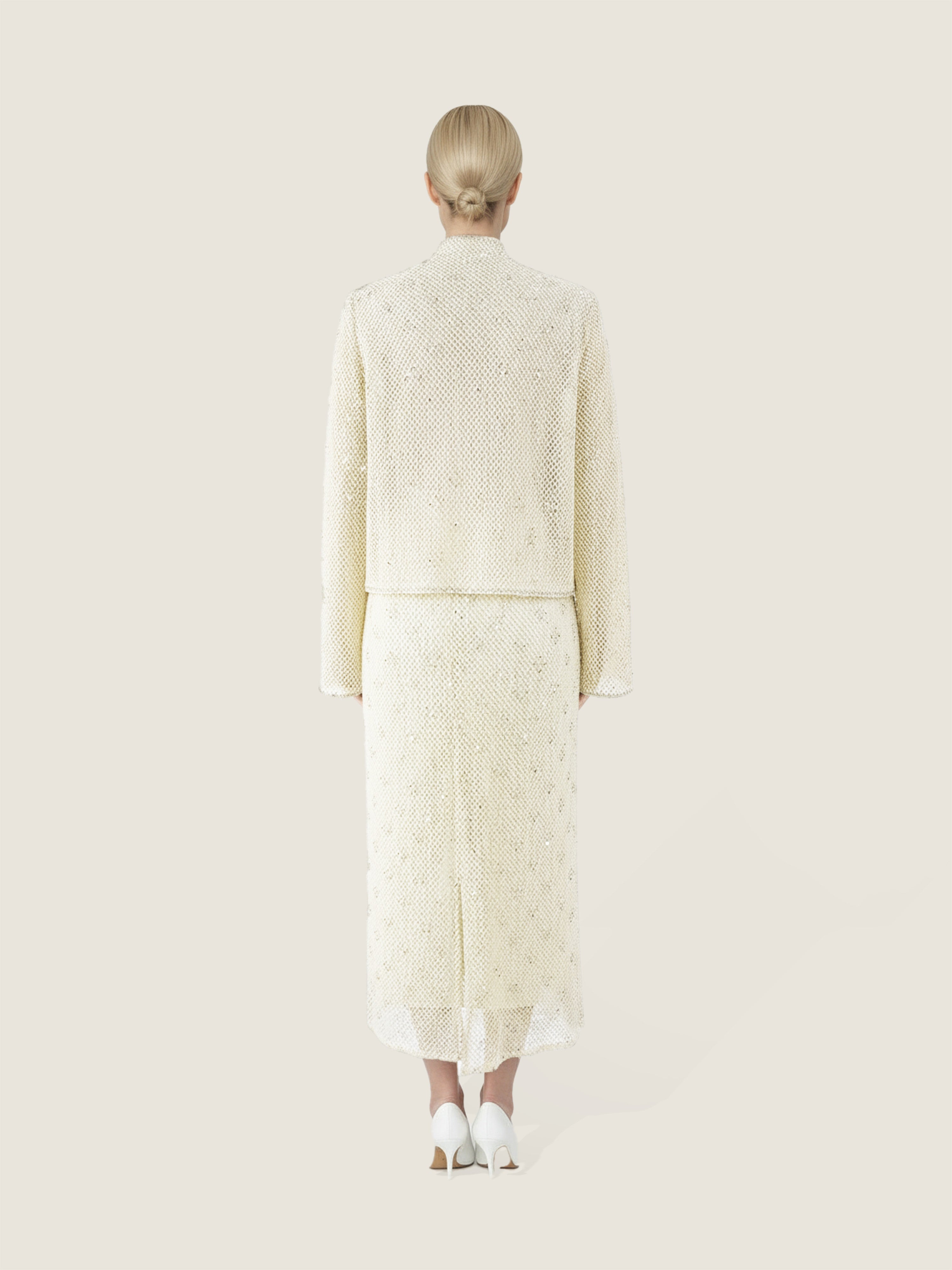 Embroidered Tweed Jacket and Matching Midi Skirt M31N