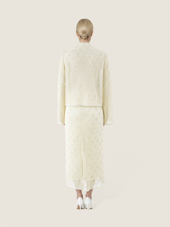 Embroidered Tweed Jacket and Matching Midi Skirt M31N