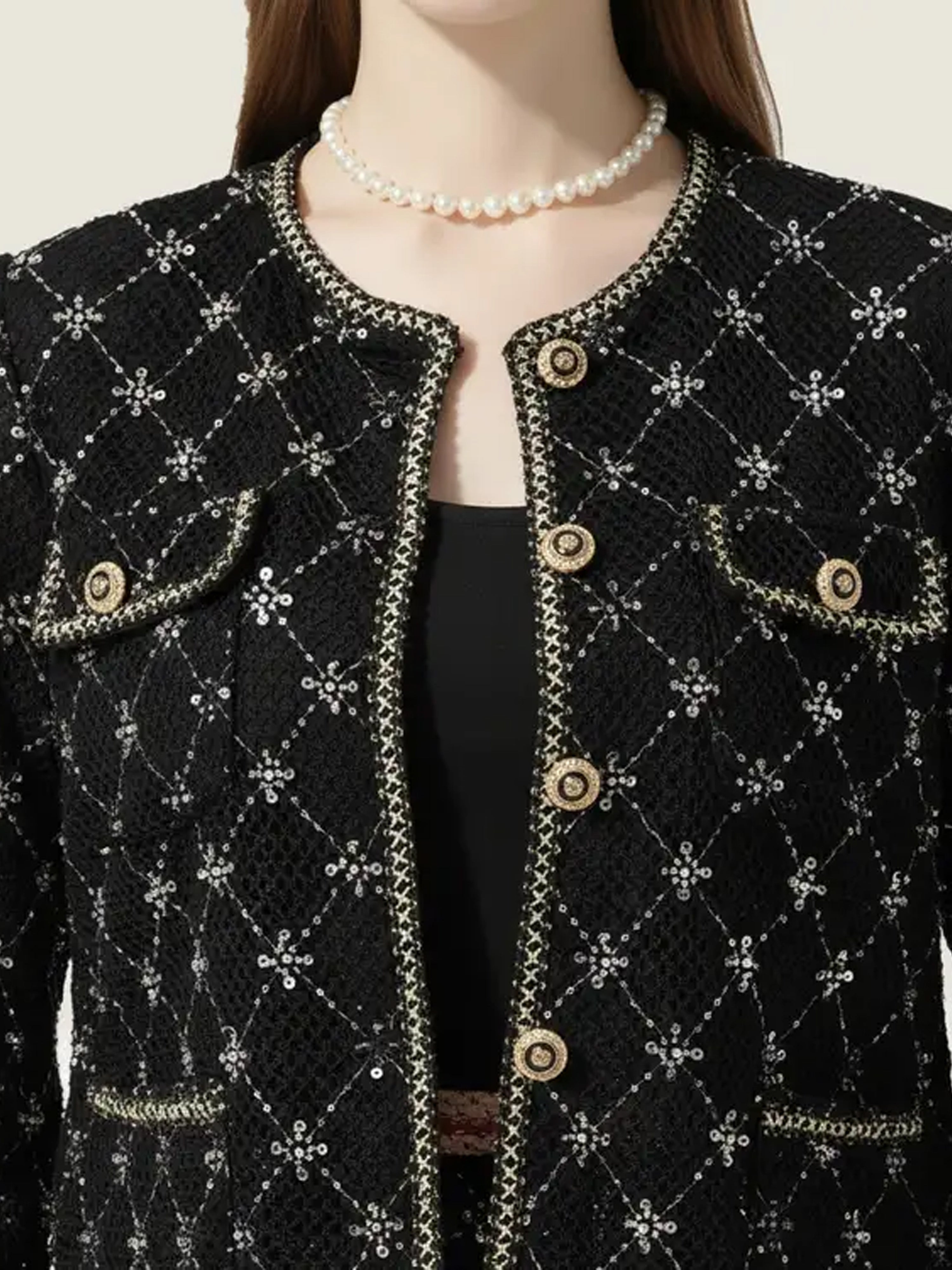 Embroidered Tweed Jacket and Matching Midi Skirt M31N