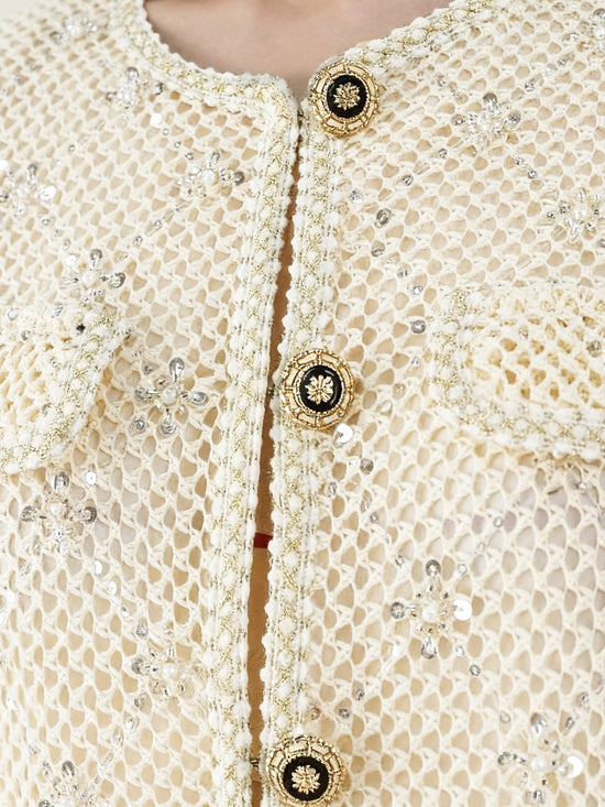 Embroidered Tweed Jacket and Matching Midi Skirt M31N