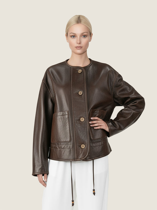 Lambskin Crew-Neck Jacket M31N