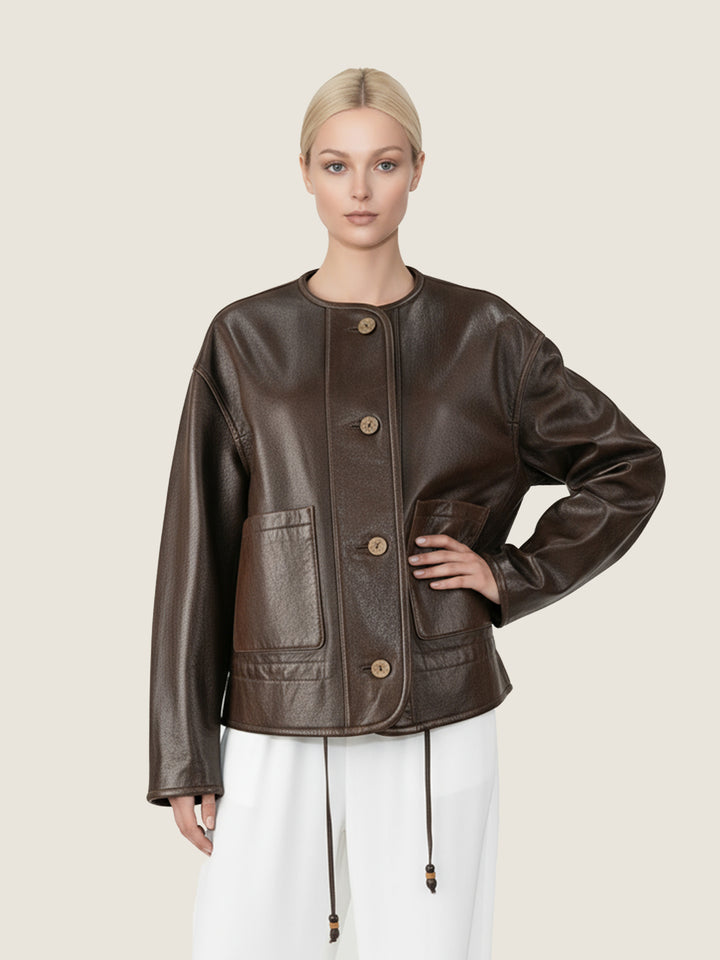 Lambskin Crew-Neck Jacket M31N