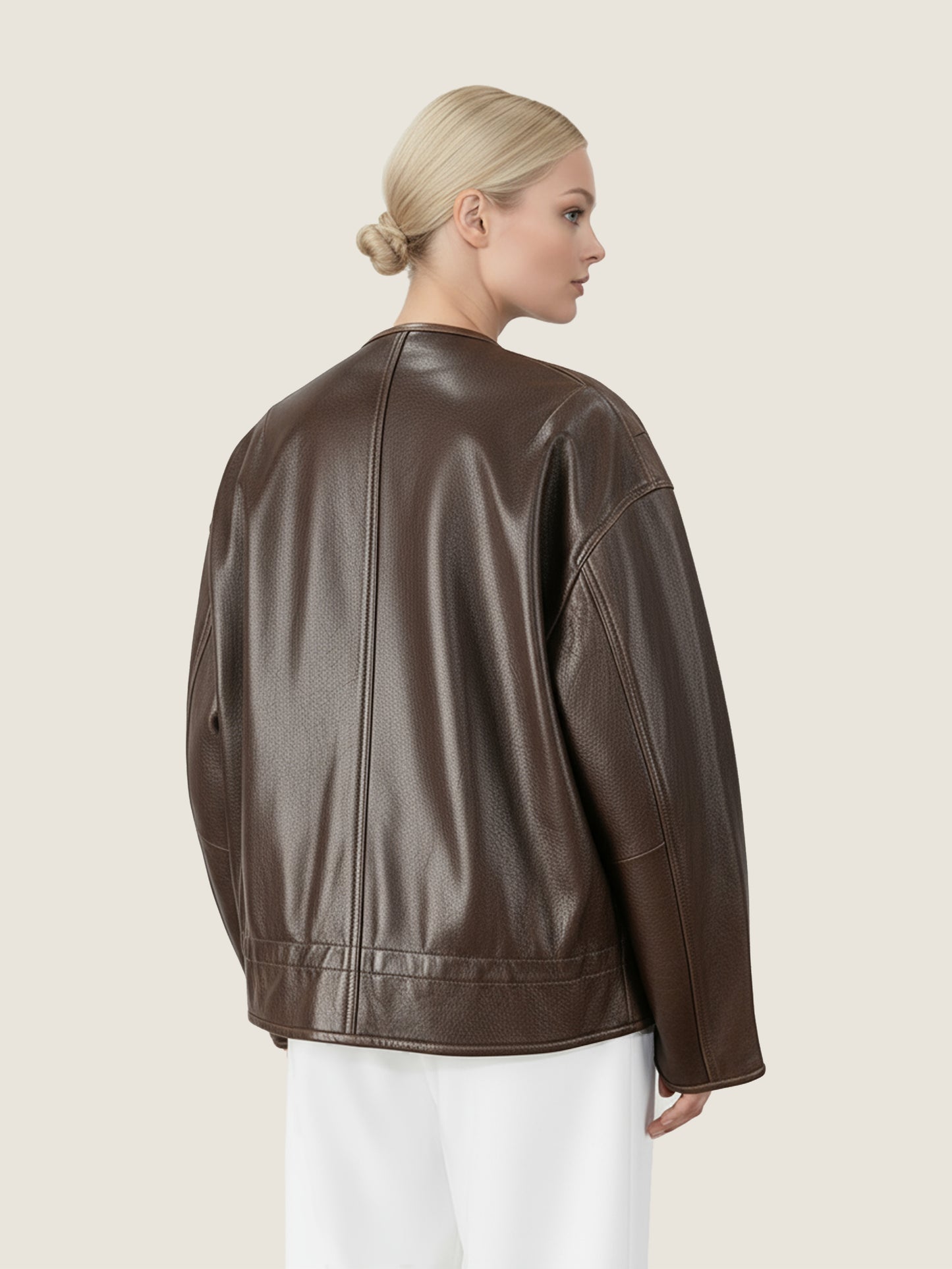 Lambskin Crew-Neck Jacket M31N
