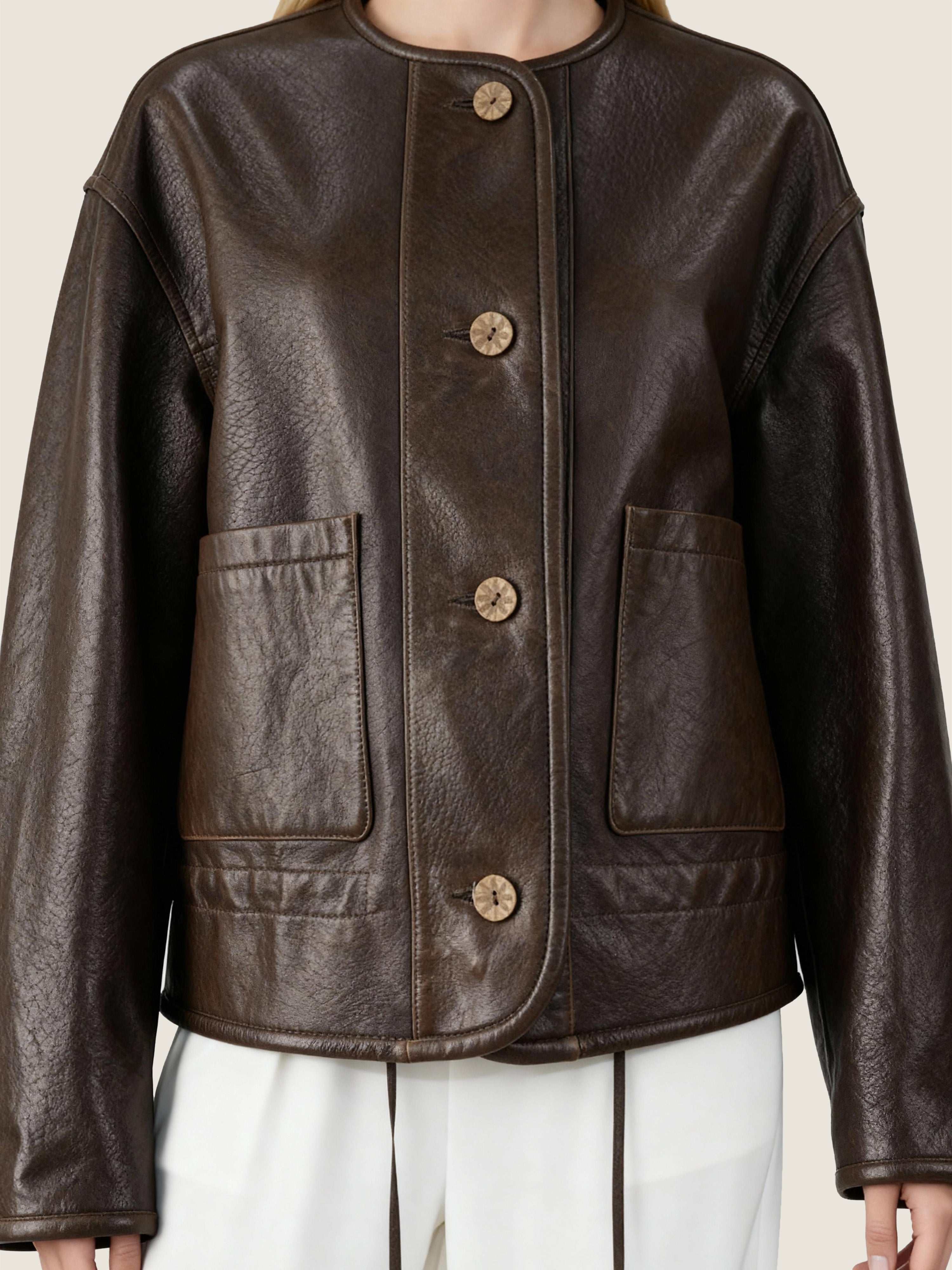 Lambskin Crew-Neck Jacket M31N