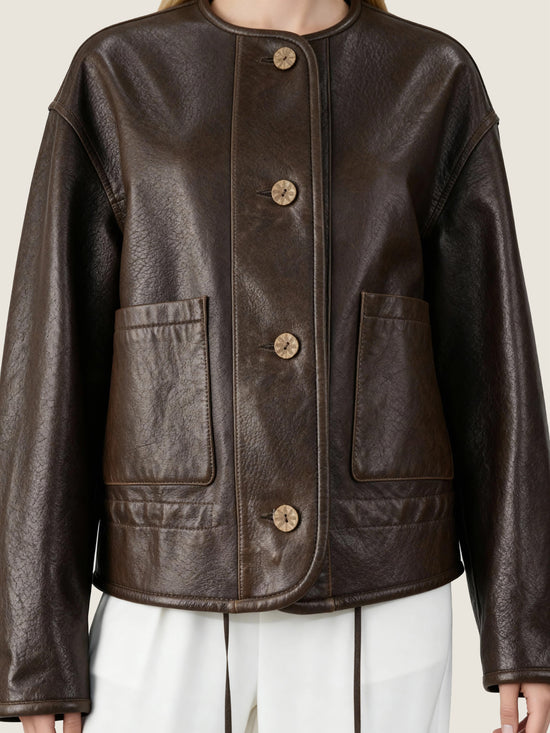 Lambskin Crew-Neck Jacket M31N