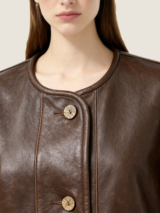 Lambskin Crew-Neck Jacket M31N