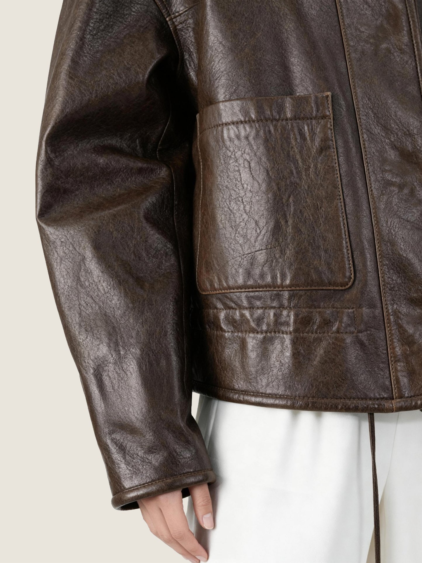 Lambskin Crew-Neck Jacket M31N