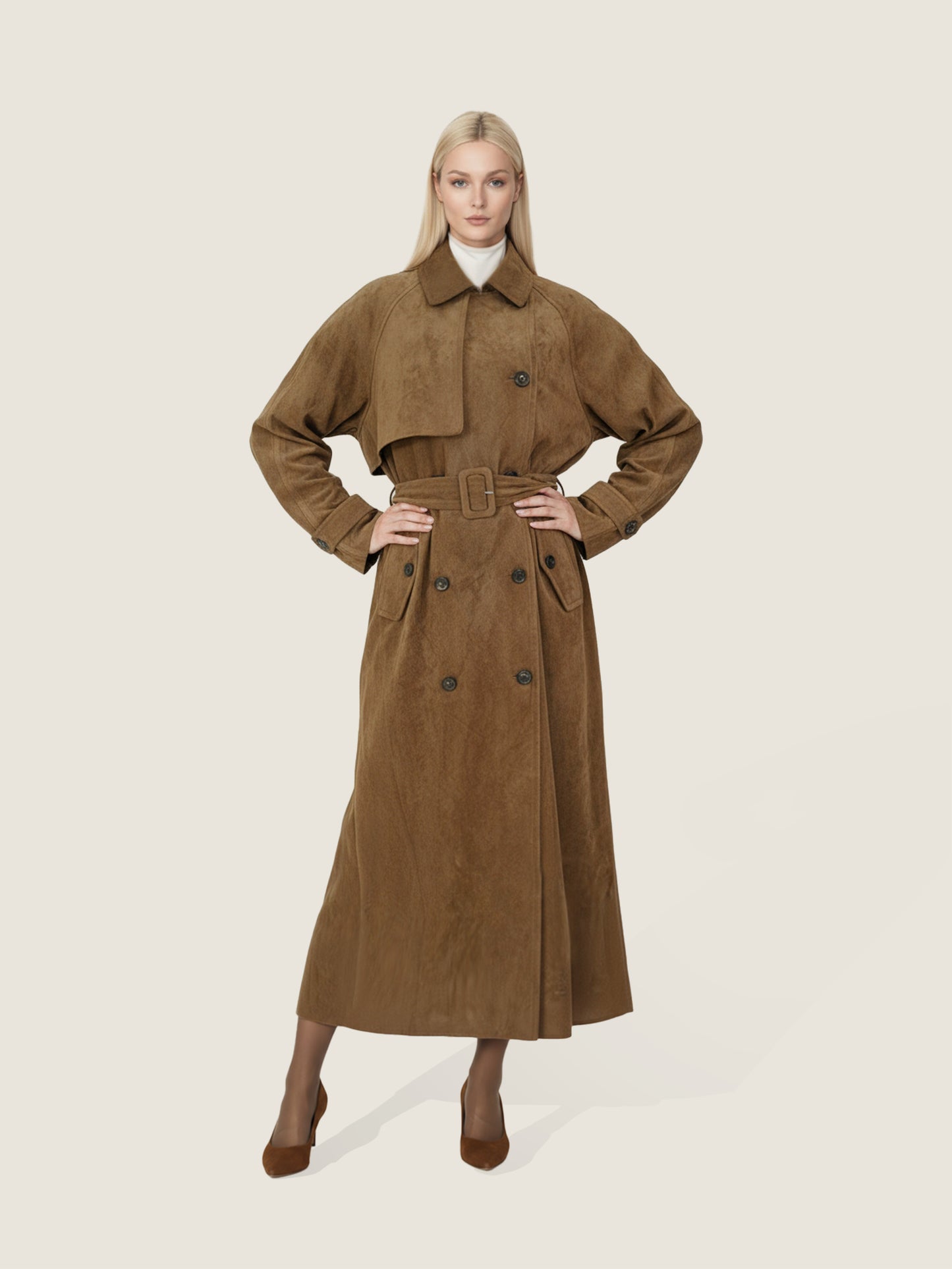 Double Breasted Belted Trench Coat M31N