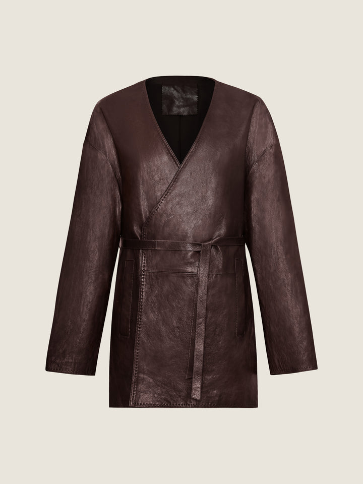 Lambskin Wrap Belt Jacket M31N