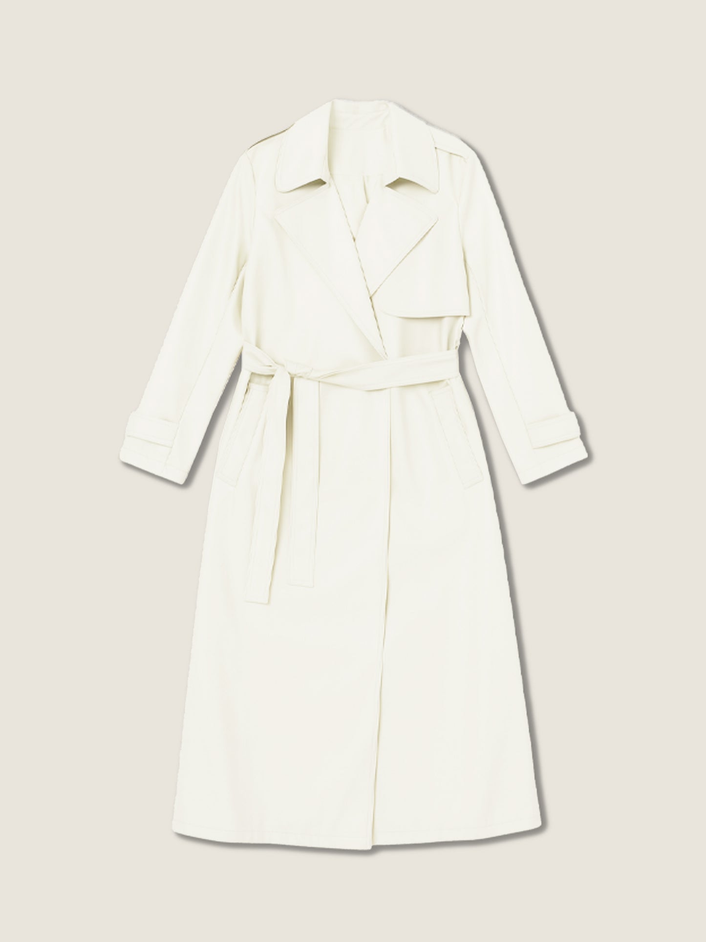 Ivory Belted Trench Coat M31N