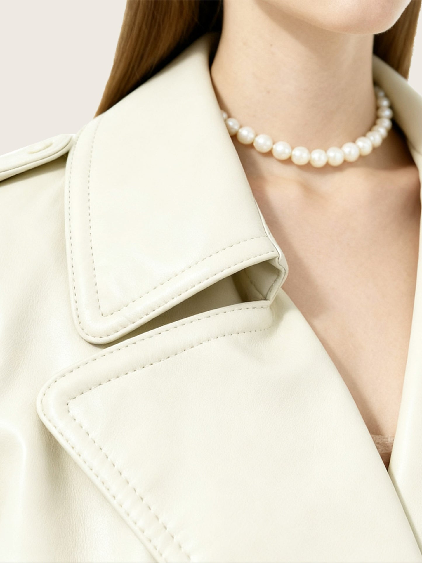 Ivory Belted Trench Coat M31N