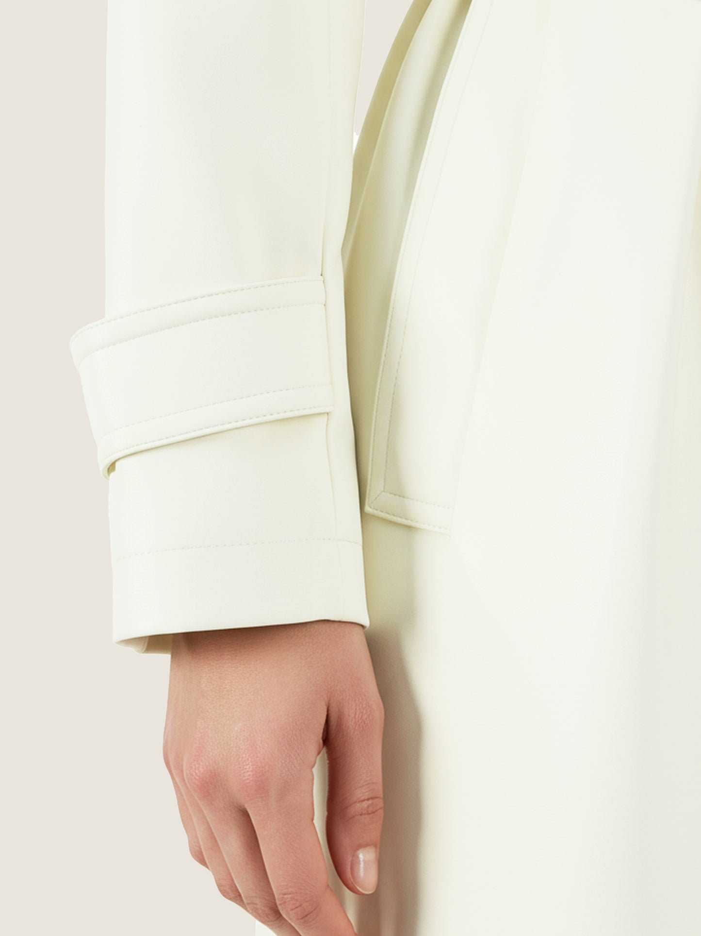 Ivory Belted Trench Coat M31N
