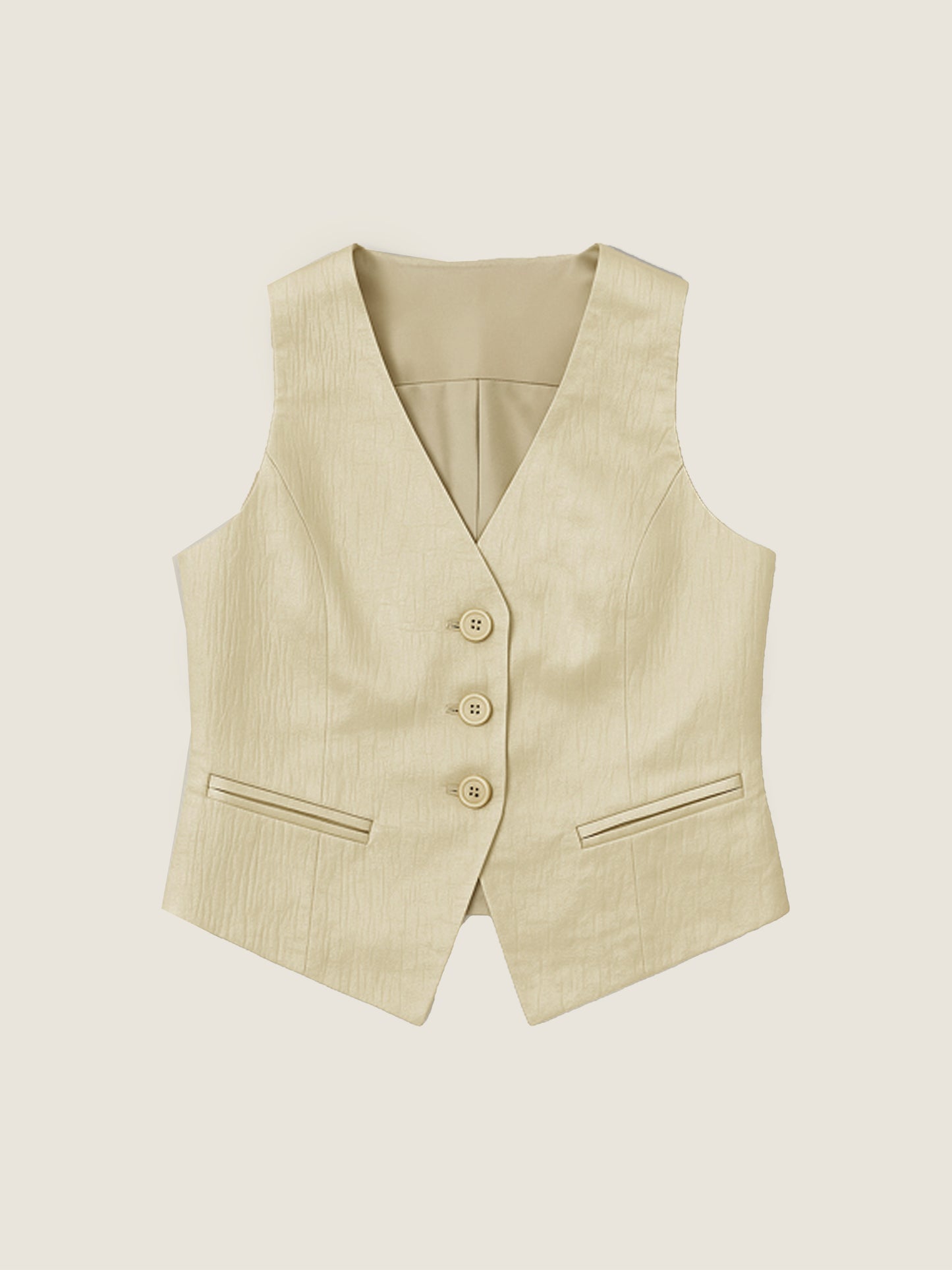 Plissé Gold Vest and Maxi Skirt Set M31N