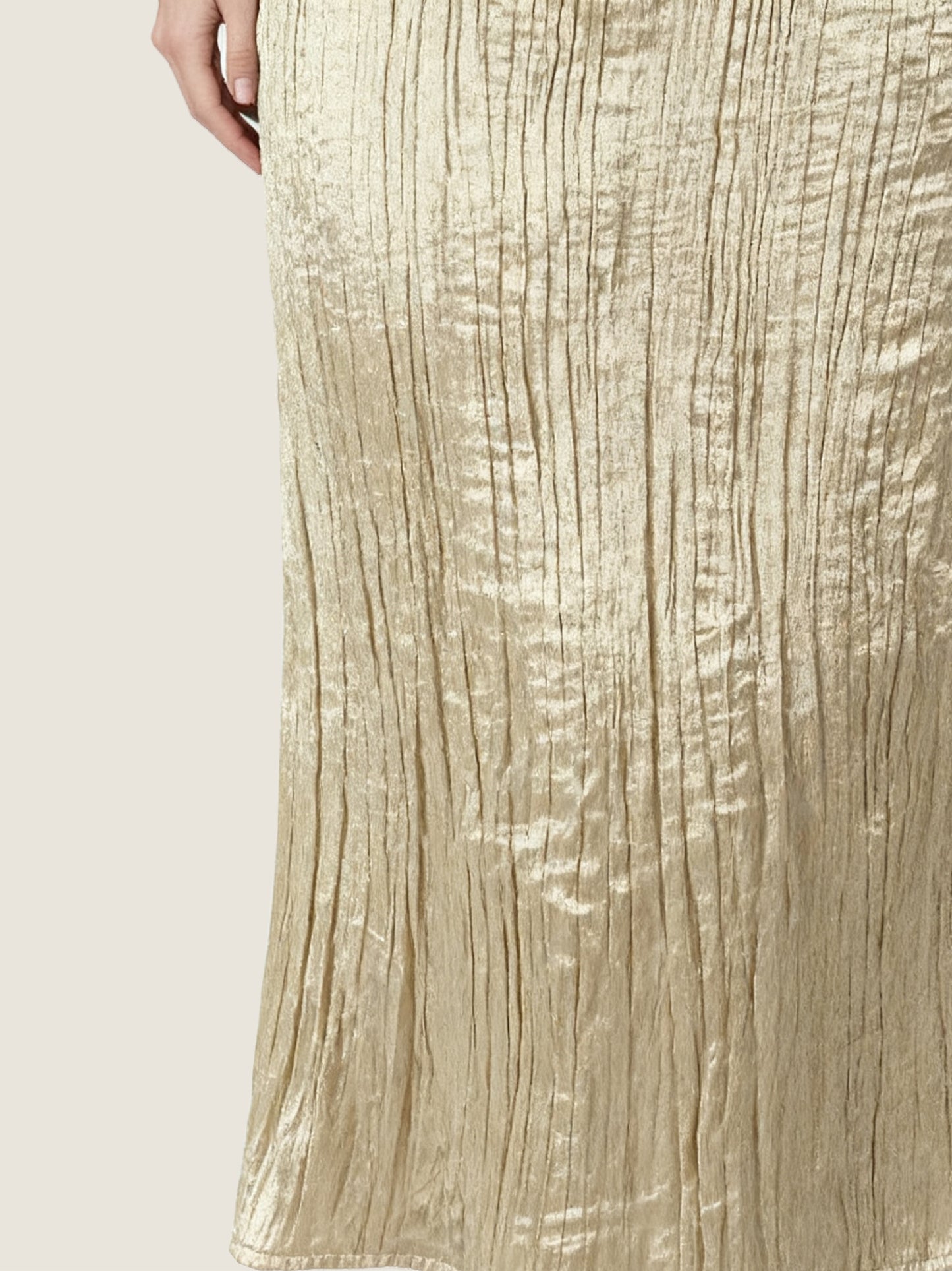 Plissé Gold Vest and Maxi Skirt Set M31N