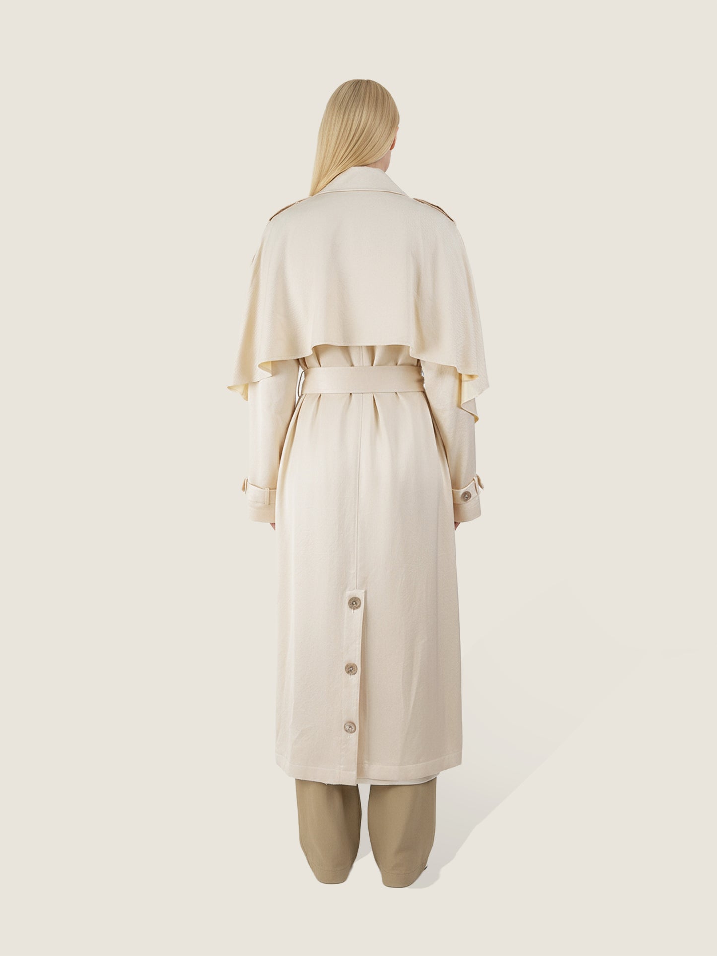 Belted Trench Coat With Sleeve Detail M31N