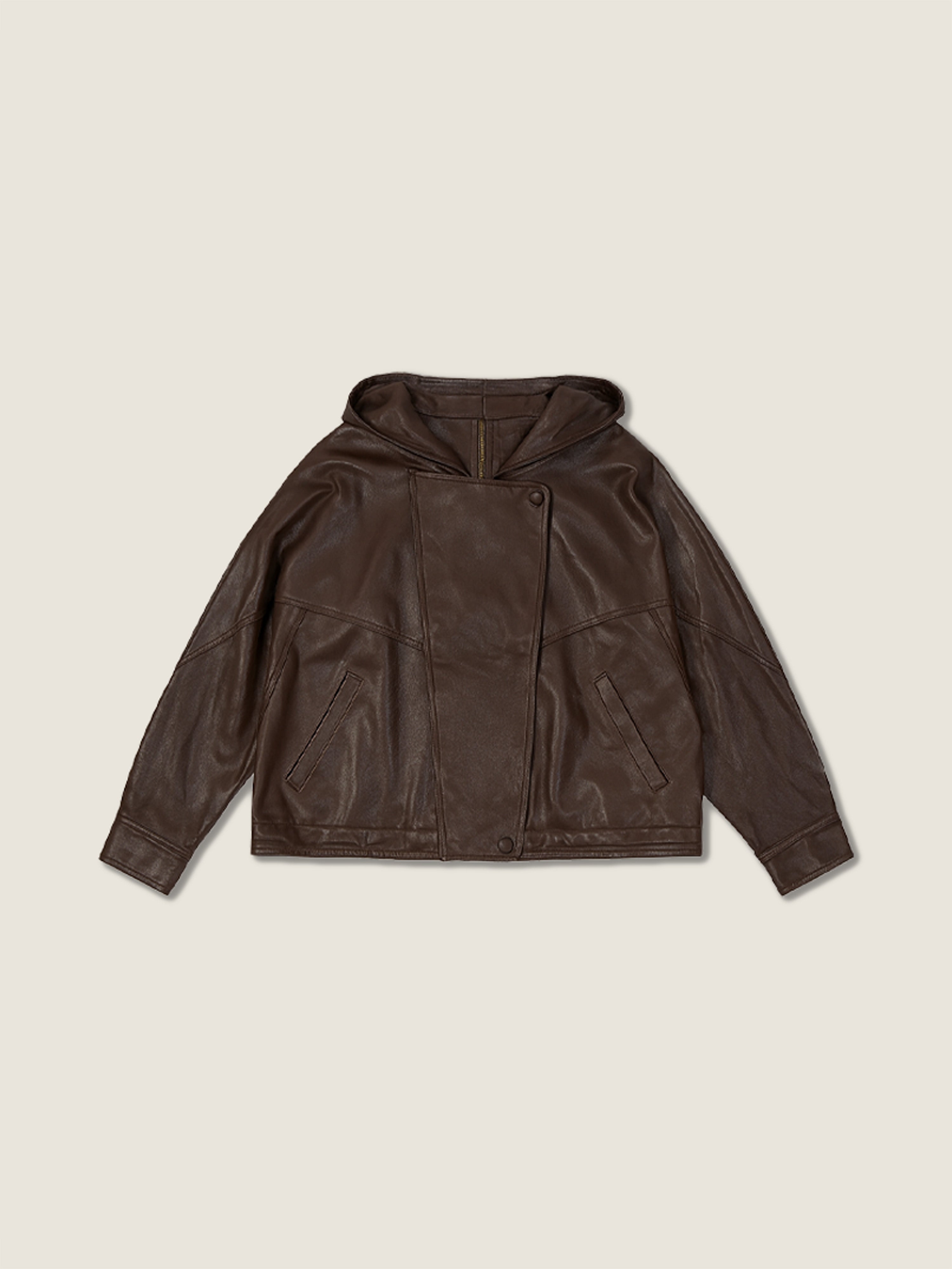 Asymmetric Zip-Collar Lambskin Jacket M31N