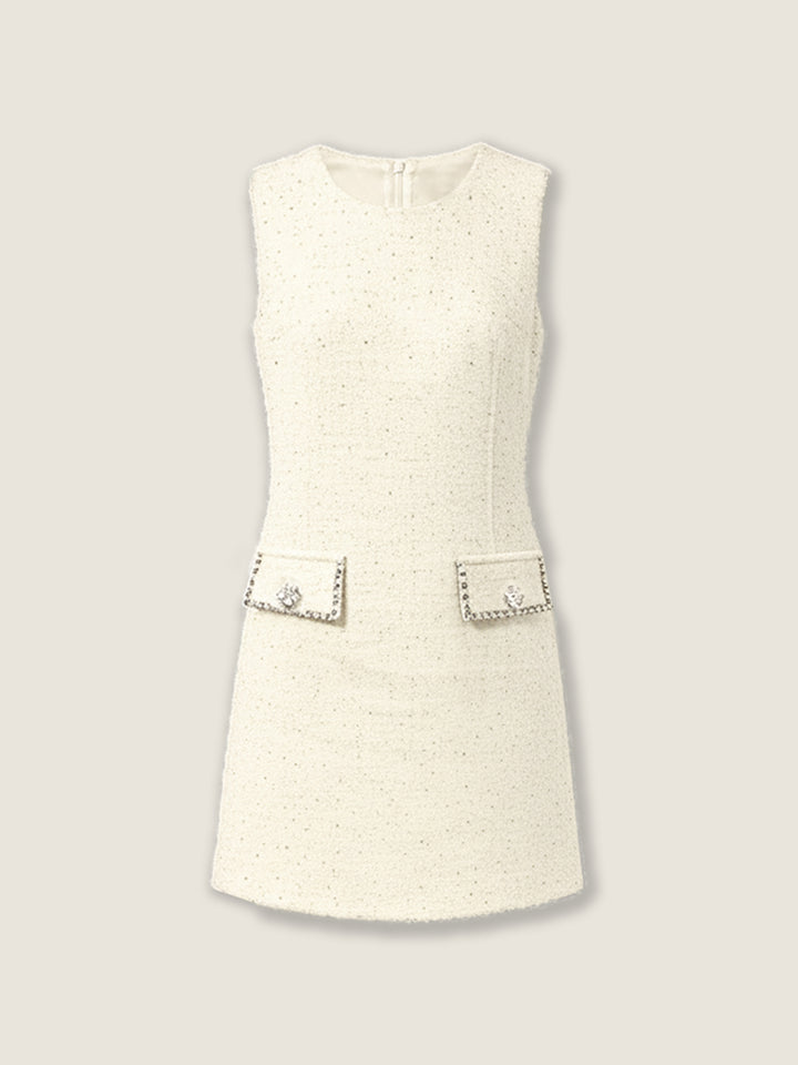 Embellished Tweed Mini Dress