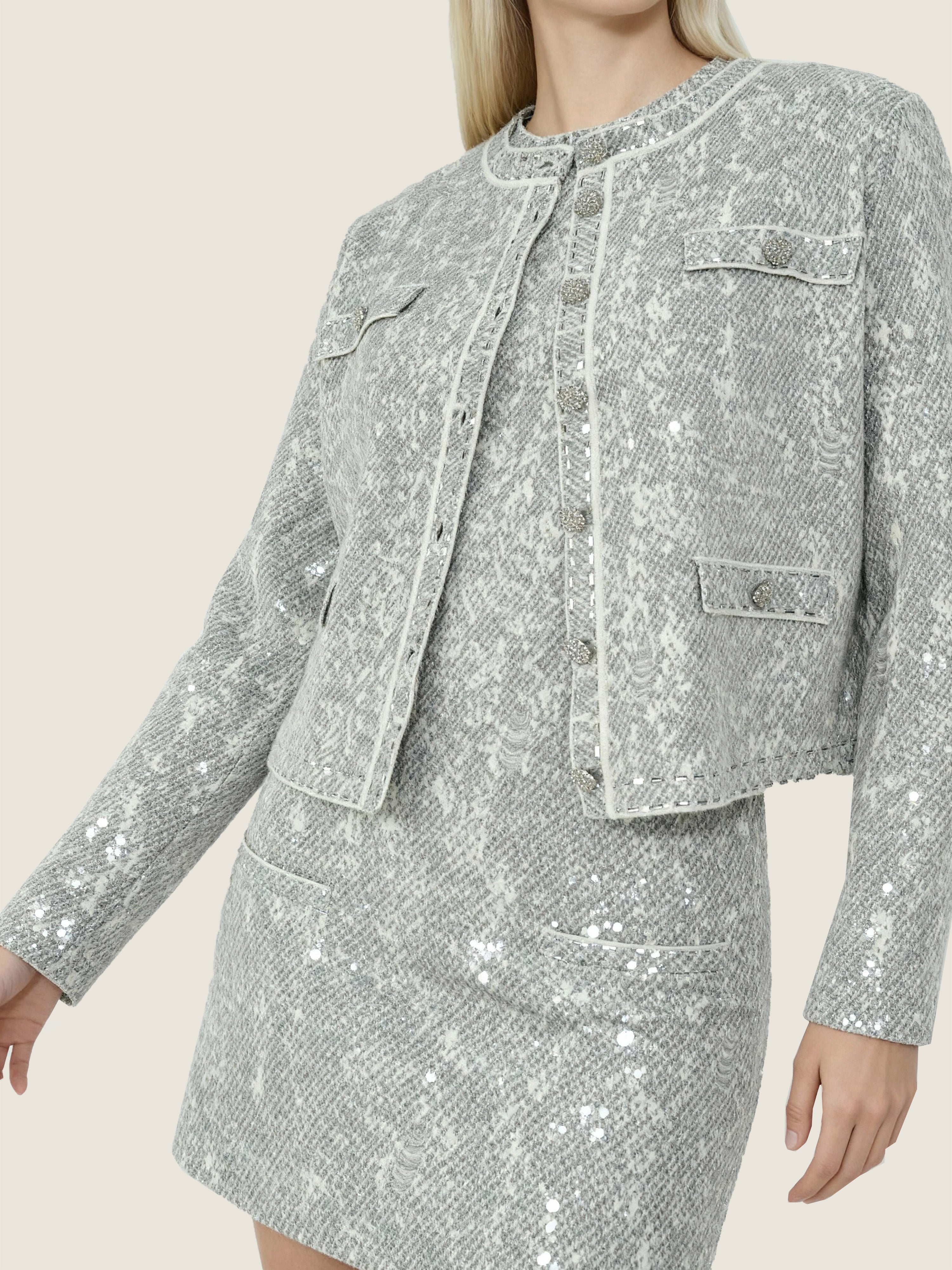 Jacquard Wool Jacket and Dress Set M31N