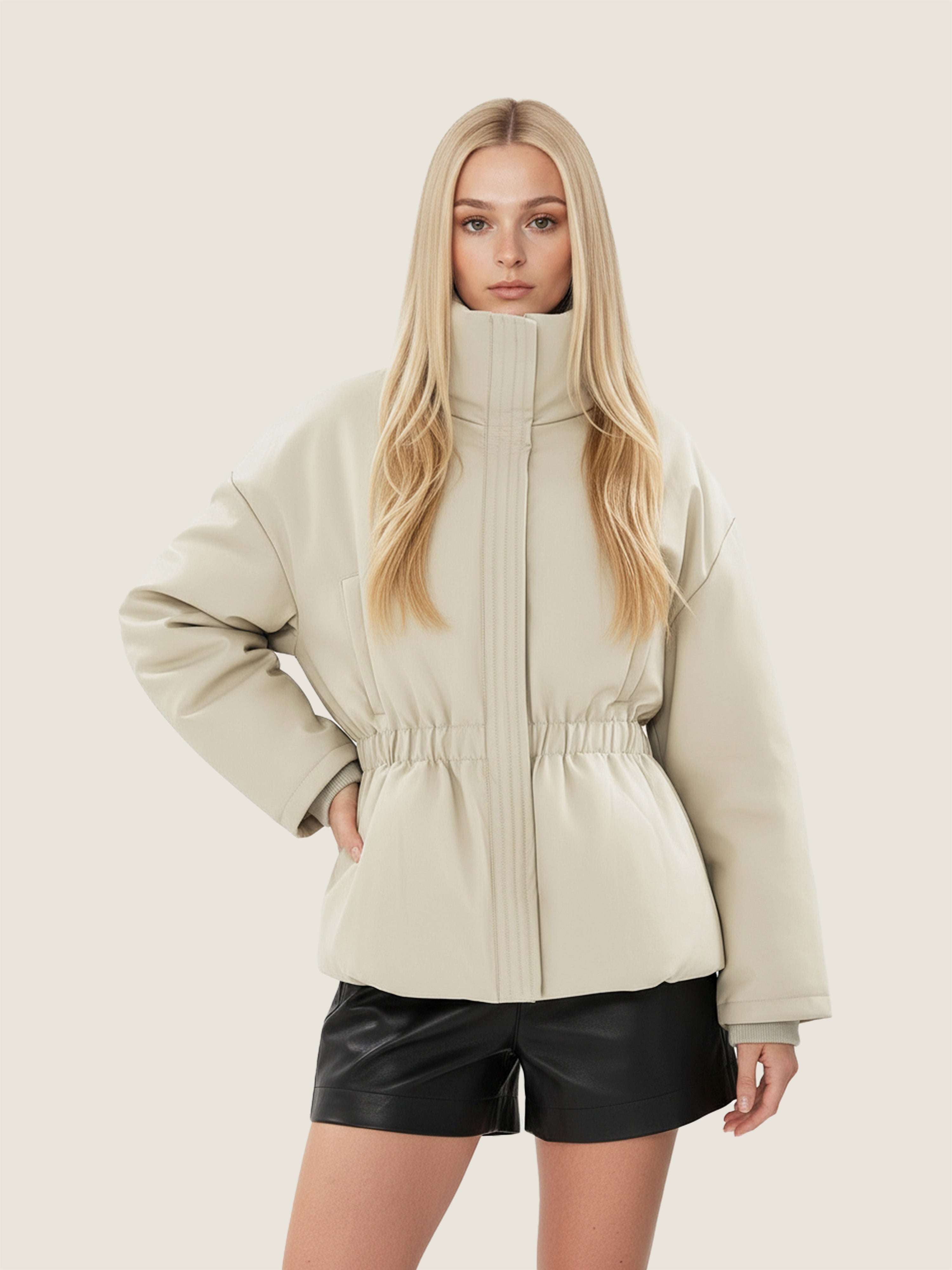 High-Collar Structured Puffer Jacket