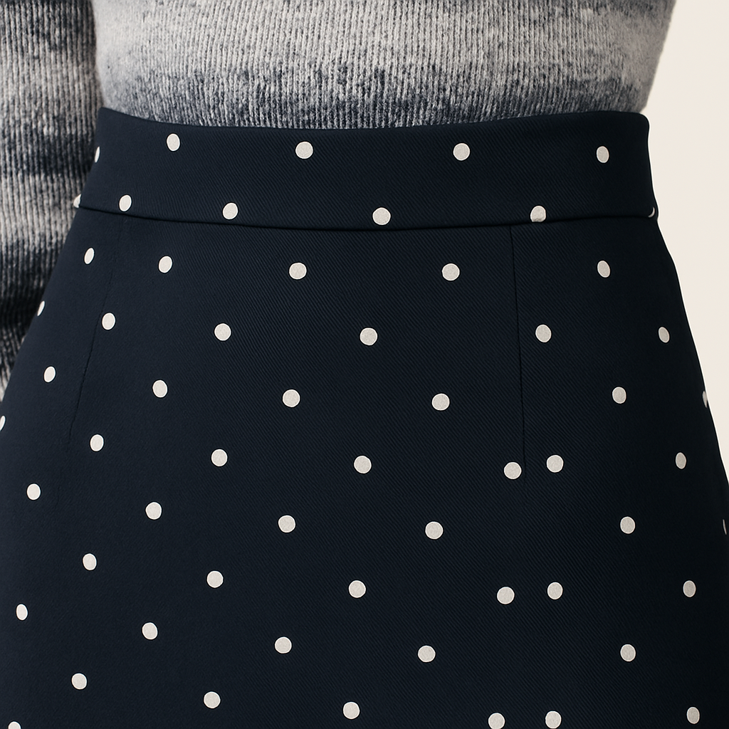 Women's Flower-Trimmed Polka Dot High Waist A Line Mini Skirt A10144