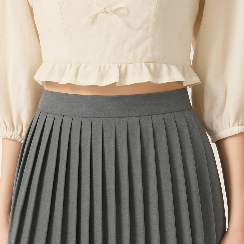 Pleated Cotton Midi Skirt A10015