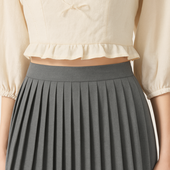 Pleated Cotton Midi Skirt A10015