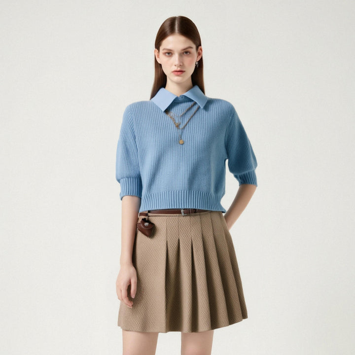 [M31N] Women’s Urban Chic Knitted Top and Midi Skirt Set Two-Piece Outfit Casual Elegant Style 93113 Clothes Womenswear