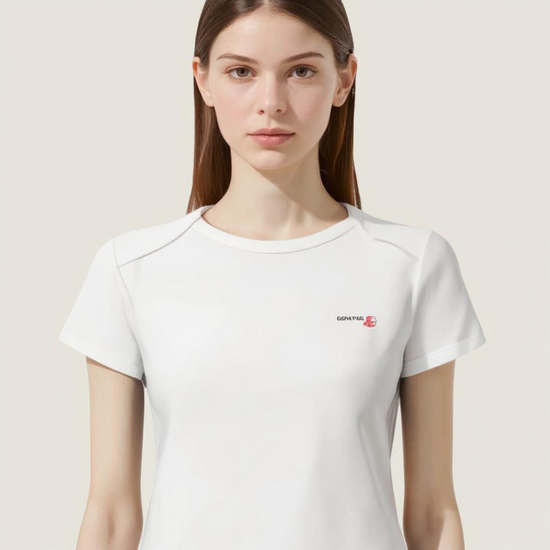 Women's Basic Fitted Crop Tee 3D Cut Clean Casual Style A10009