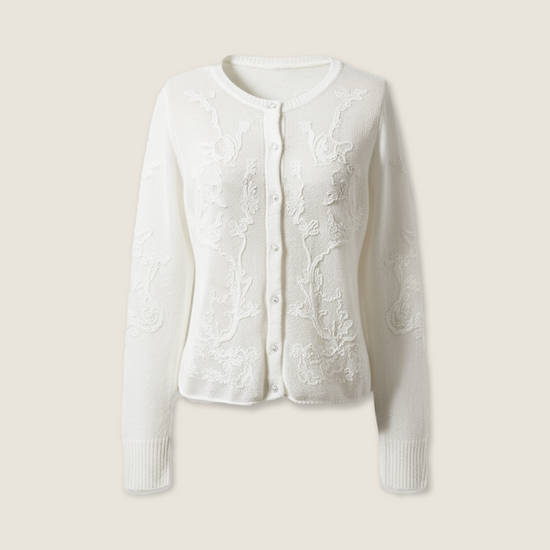Sheer Embroidered Lace Knit Cardigan M31N