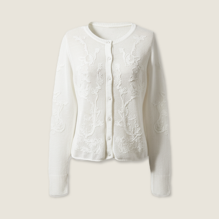 Sheer Embroidered Lace Knit Cardigan M31N